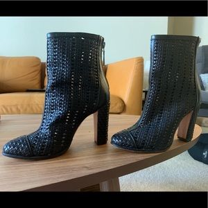 Schutz black woven boots
